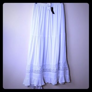 Boho linen and lace skirt, lined
